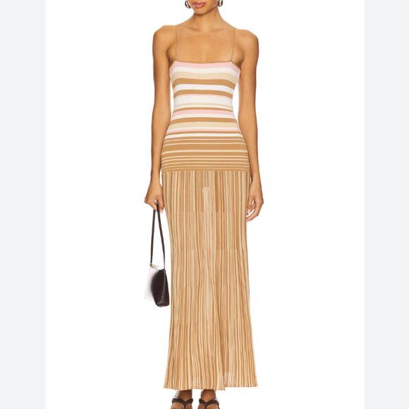 FAITHFULL THE BRAND Esenia Knit Dress in Puce Sepia Stripe size small - Picture 3 of 7